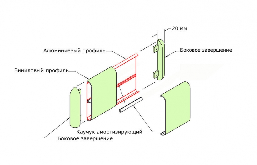 Отбойник для стен прямой WG-100